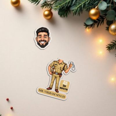 Personalized Police Sub Inspector Bobblehead Caricature with Battery Powered Shaking Head Feature Police Station & Office Desk Decor Birthday Gift for Police Officers